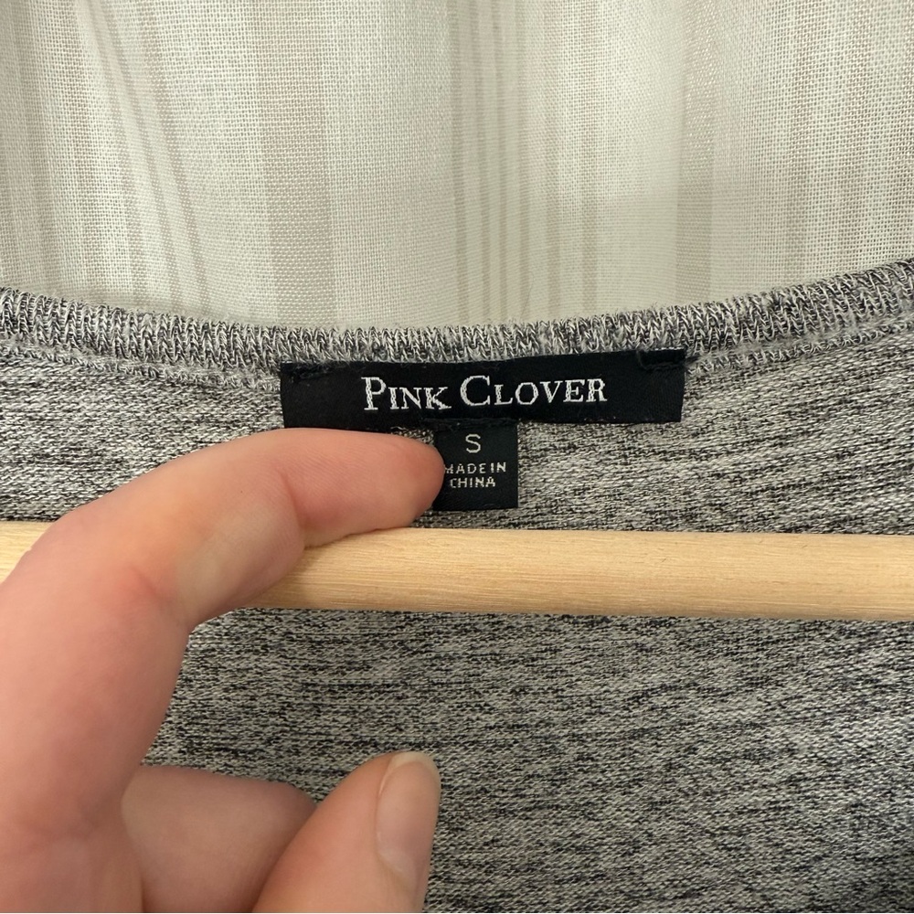 Pink Clover Artemis Button Down Back Detail Brushed Knit Suede Elbow Patch Top - Picture 4 of 5